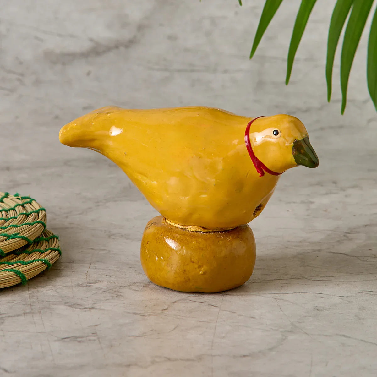 Shellac Bird Figurine with Base- Yellow – view 3